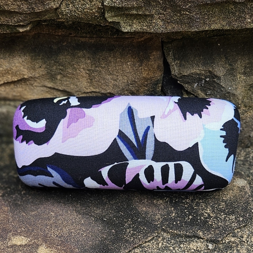 Vera Bradley Floral Glasses Case - Black and Purple